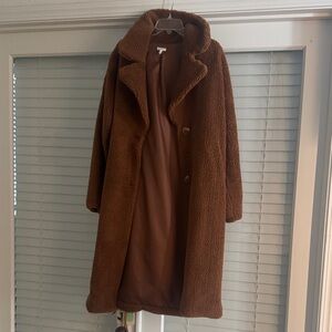 Brown Teddy Coat with Hood - Cozy Women's Oversized Jacket
